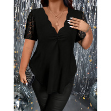 X 54022 V-neck lace short-sleeve T-shirt V ����˿���� T ����