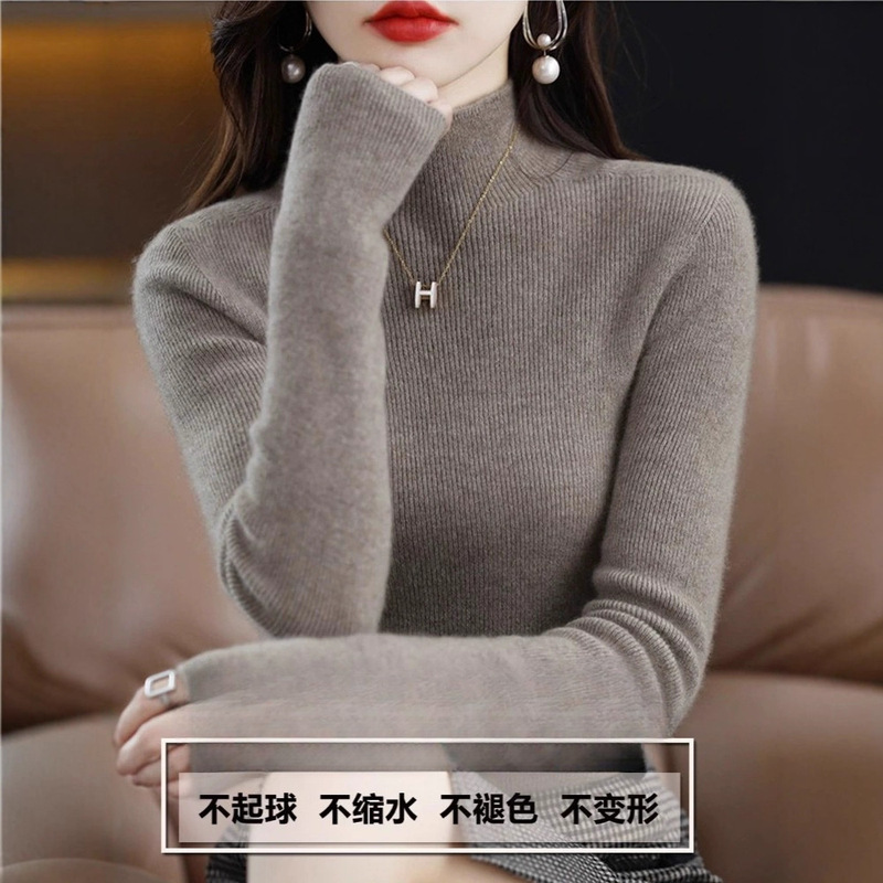 Big Sale Special Cashmere Sweater Women's Slim Slim Wool Bottoming Knitted Sweater Autumn and Winter New Half Turtleneck