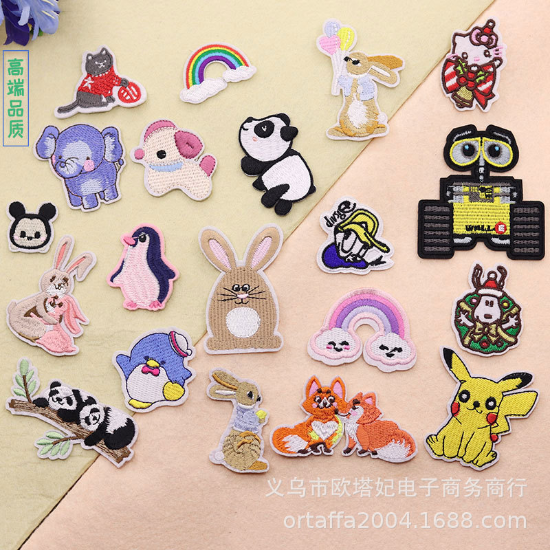 高端绣花标布贴卡通刺绣片补丁贴童装配饰衣服贴热熔胶贴布跨境货