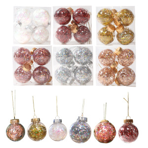 Christmas ball transparent PET silk grass Decoration Christmas tree ornaments pendant props 4pcs box