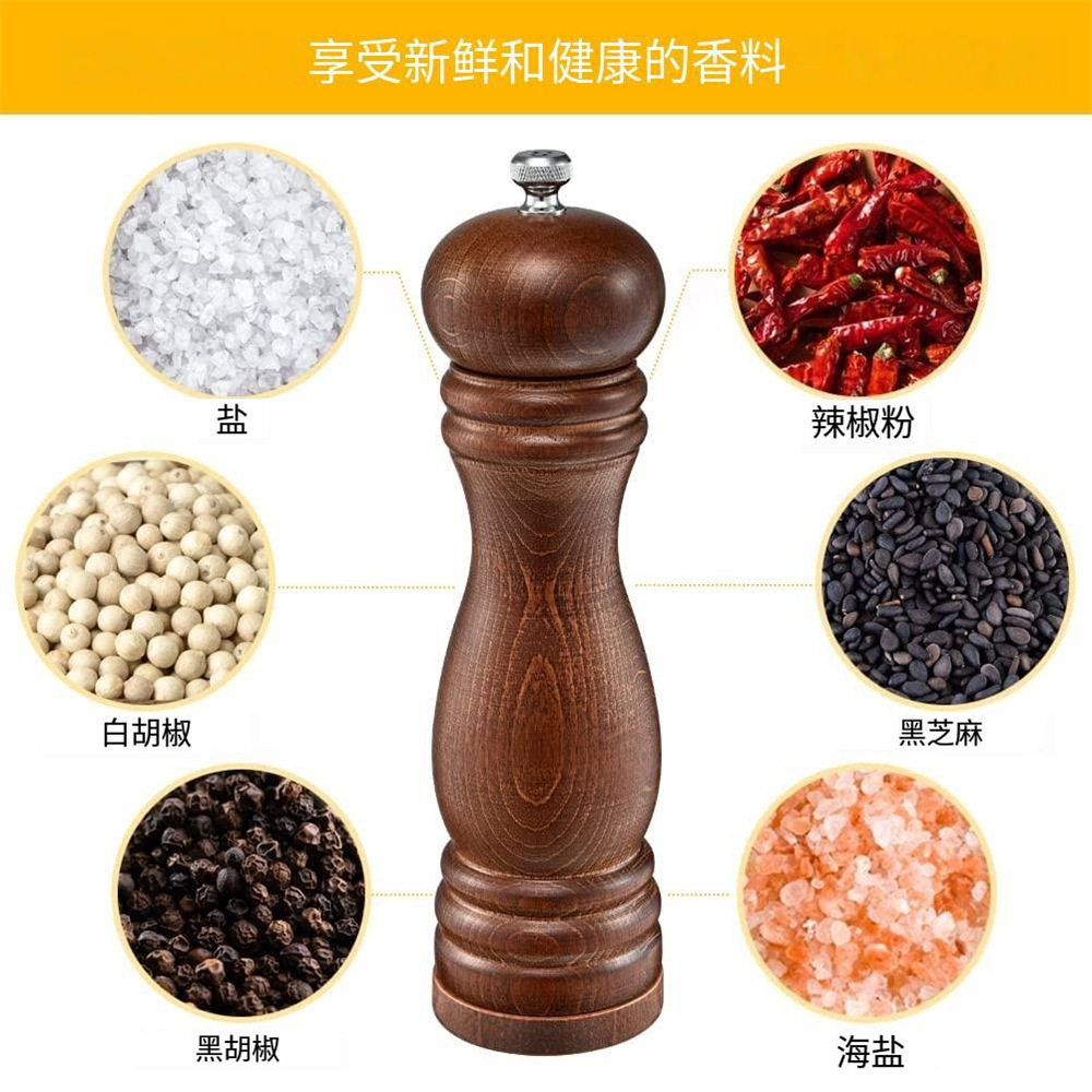Molinillo de pimienta de madera manual de cerámica núcleo molinillo de pimienta manual de especias molinillo de condimento botella