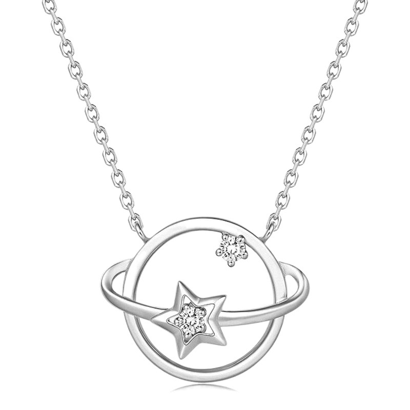 S925 plata esterlina planeta universo collar mujer clavícula cadena estilo coreano estudiante personalidad Mori simple Internet celebridad joyería