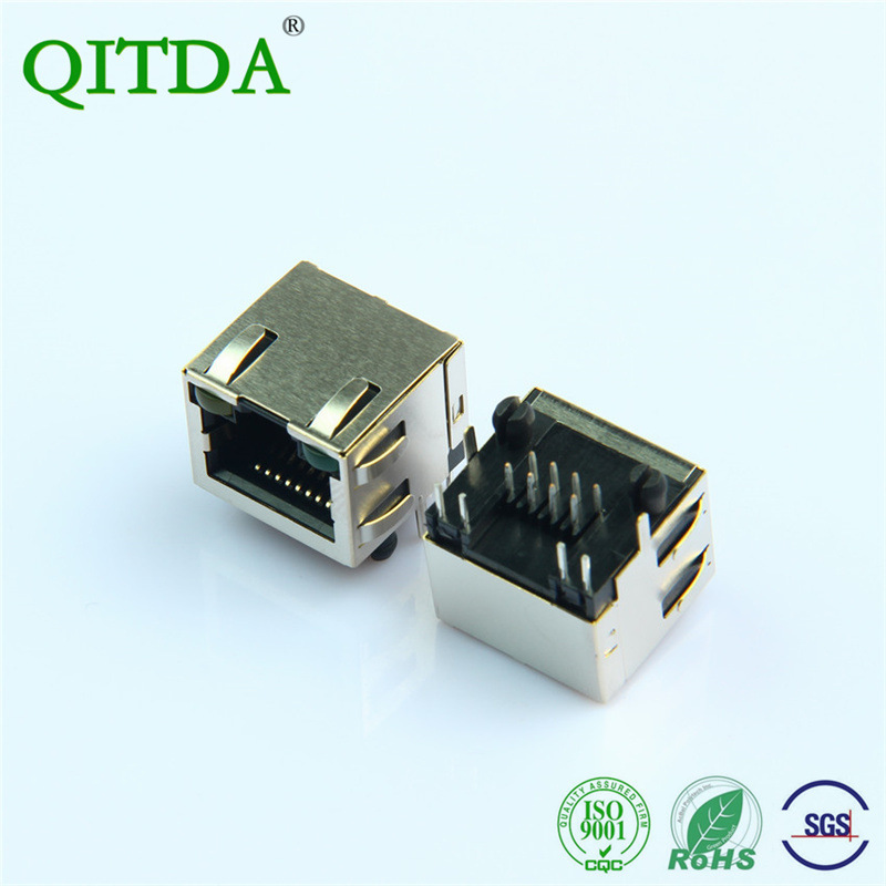 RJ45 female socket connector horizontal with light network cable interface female 8P8C Ethernet socket
