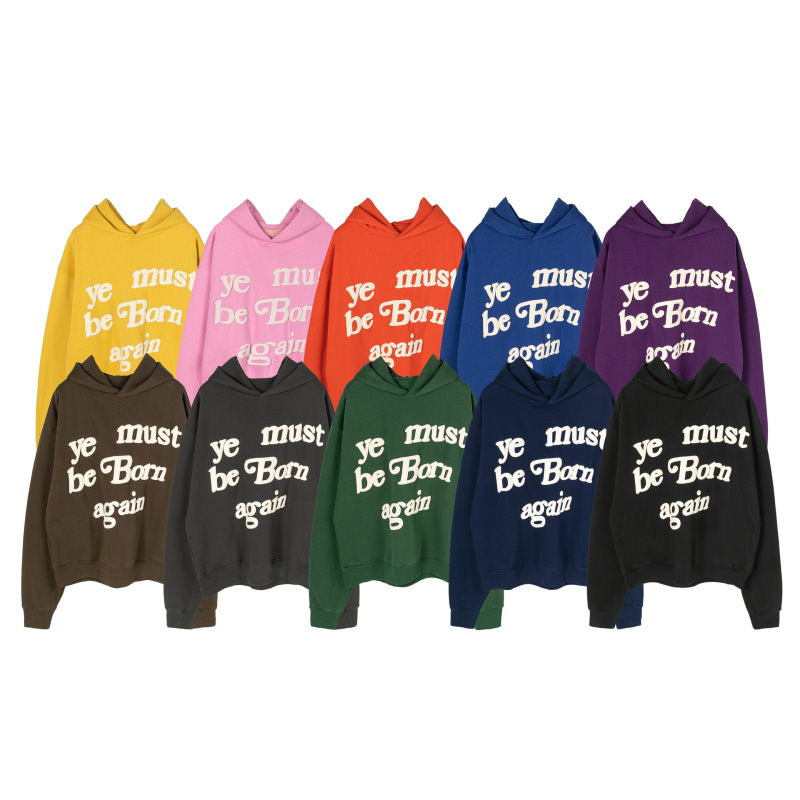 Kanye KANYE same fashion brand ye must be born again foam fleece-lined sweater dopamine hoodie