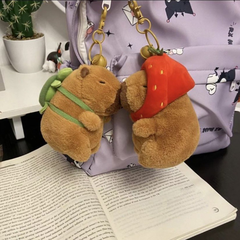 Capibala pendant capybara keychain cute turtle backpack bag pendant strawberry hat student gift ins