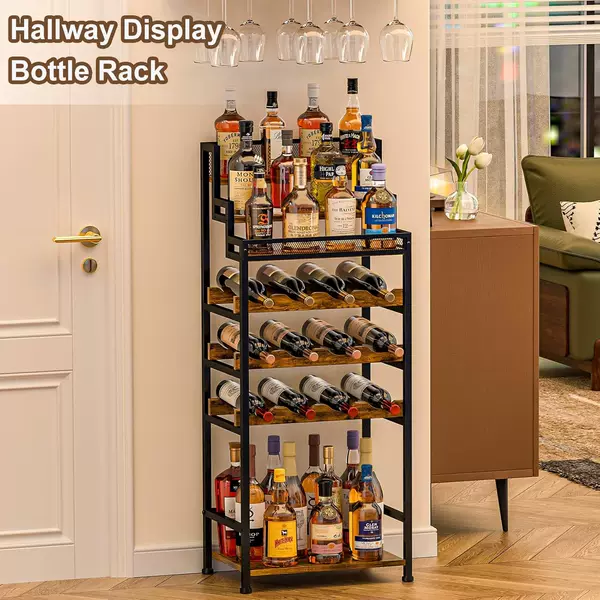 Cross-border ladder wine rack, three-tier kitchen storage rack, large-capacity freestanding storage cabinet, bottle display rack
