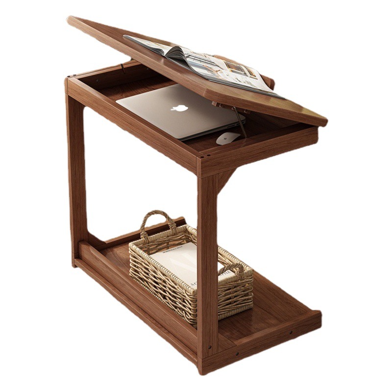 Mesa de centro de madera maciza sala de estar casa móvil pequeño apartamento con ruedas Flip mesita de noche mesa de café simple dormitorio mesa lateral