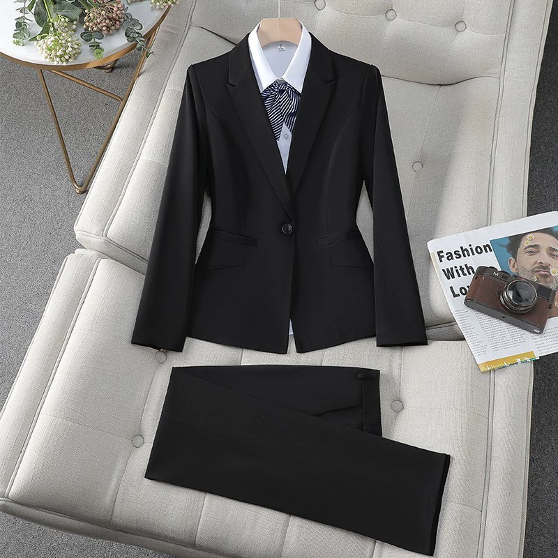 Черный пиджак Женский профессиональный костюм Весна и осень