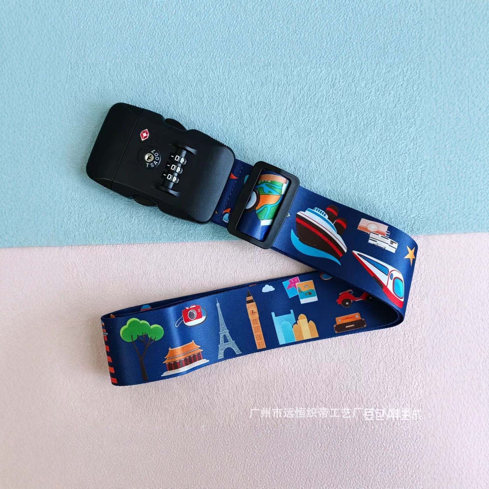 TSA combination lock luggage strap, thickened nylon travel suitcase binding strap, anti-theft fixed strap, available in multiple colors