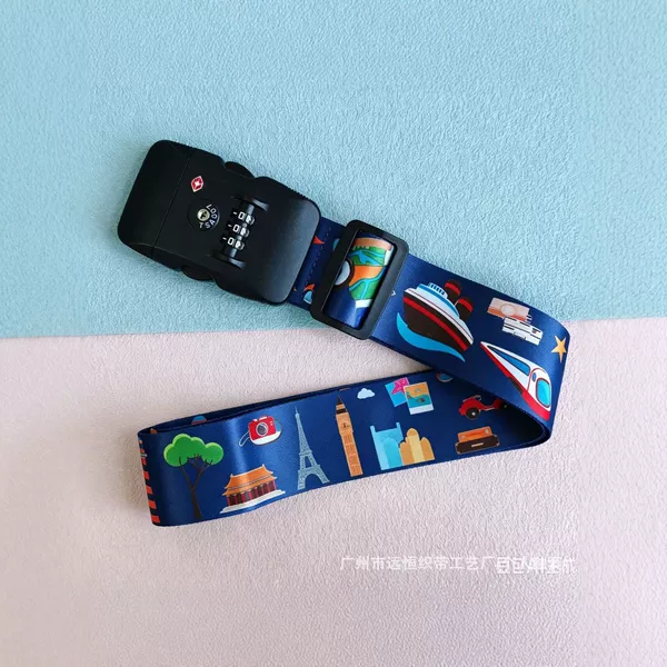 TSA combination lock luggage strap, thickened nylon travel suitcase binding strap, anti-theft fixed strap, available in multiple colors