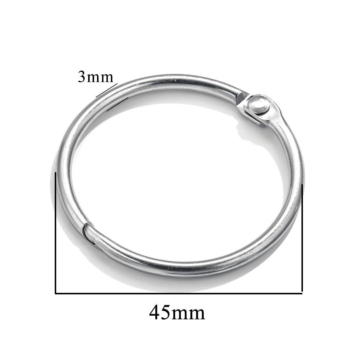 Anillo abierto de acero inoxidable anillo de hojas sueltas anillo de encuadernación hecho a mano DIY accesorios de anillo de hierro