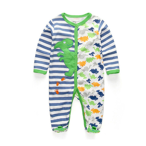 Kiddiezoom newborn pure cotton buttoned romper, baby jumpsuit, single piece closed hoodie, foreign trade children's clothing
