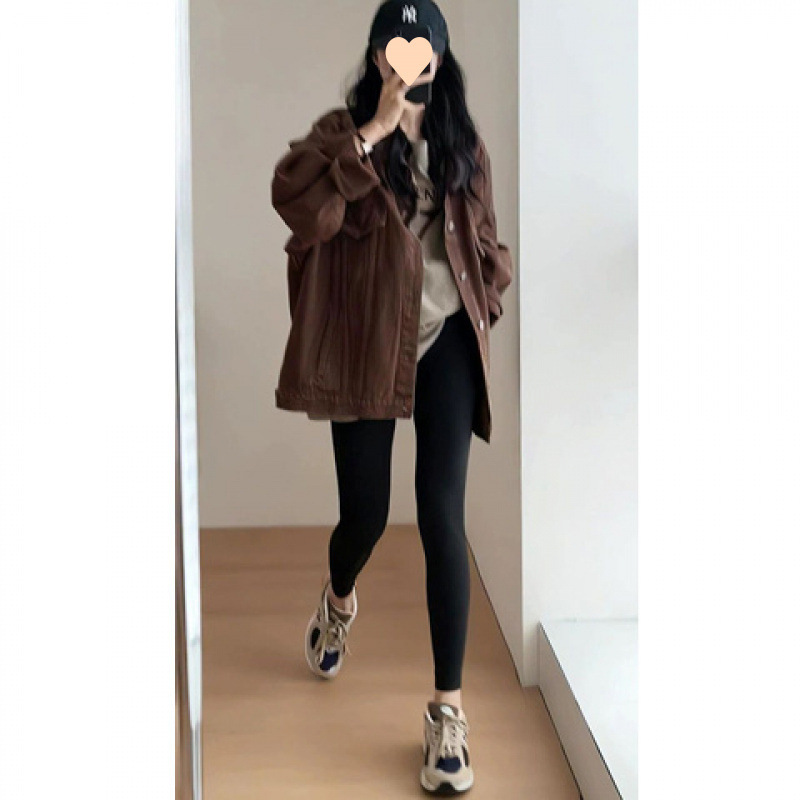 茶色のカウボーイコートの女性春秋の秋の秋のアメリカのレトロなスーツのジャケットの高級感のある上着|undefined
