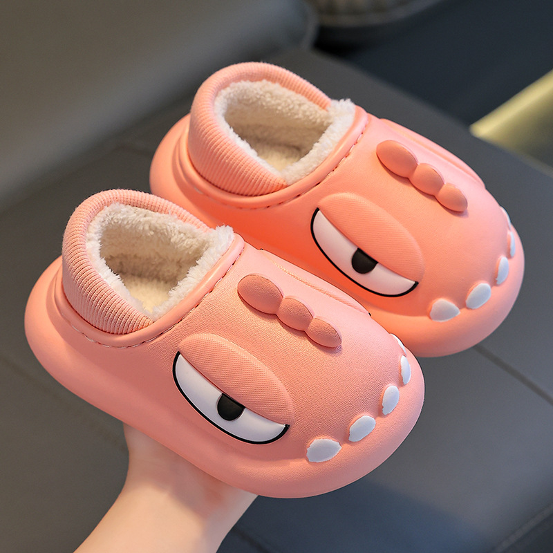 Fábrica al por mayor personalizada zapatillas de algodón para niños invierno EVA pisar excrementos niñas impermeables con zapatillas de algodón para bebés