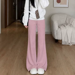 粉色微喇运动裤女裤子2026新款秋季美式喇叭裤休闲小个子瑜伽卫裤