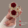 Advanced hairgrip with tassels, ponytail, crab pin, hair accessory, high-quality style, orchid