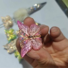 双面镭射蝴蝶加花朵重工珠可过笔DIY手机链包包链钥匙扣配件