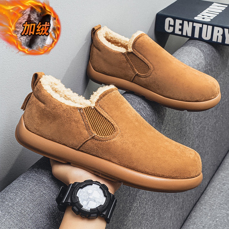 冬季男士防滑勃肯男鞋加绒加厚保暖棉鞋东北抗寒防水一脚蹬雪地靴