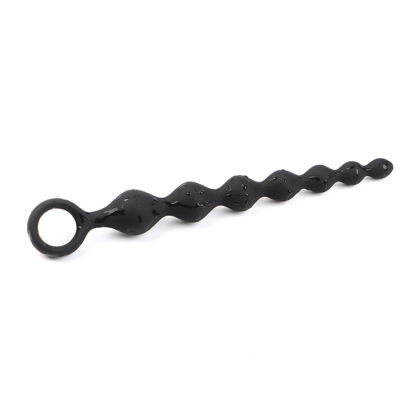 Seven-Bead Pull-String Anal Plug, Silicone Graduated Beads, Violet Adult Toy — detail image 7