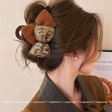 复古双面蝴蝶结抓夹女高级感2025新款鲨鱼夹子发夹后脑勺大号发饰