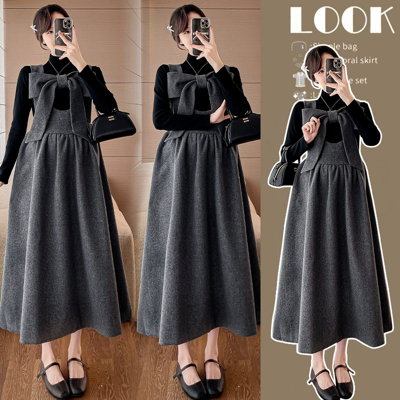 Осенний костюм для беременных 2024 новый модный набор иностранные модные платья высокого уровня наряд осенние зимние платья материнства