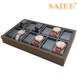 现货黑胡桃纹木质拉丝皮12表位高档手表展示销售盘手表陈列托盘