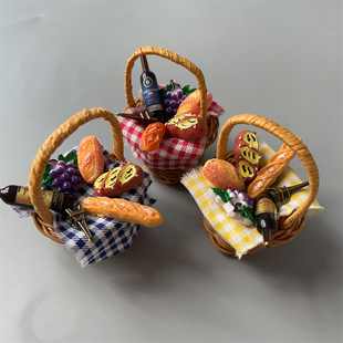 Paris, France Tourist Souvenir Gift French Bread Basket Refrigerator Sticker Doll House Microminiature Toy