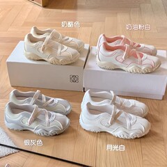 增高6cm~玛丽珍内增高芭蕾风交叉带拼接百搭厚底德训休闲运动鞋女