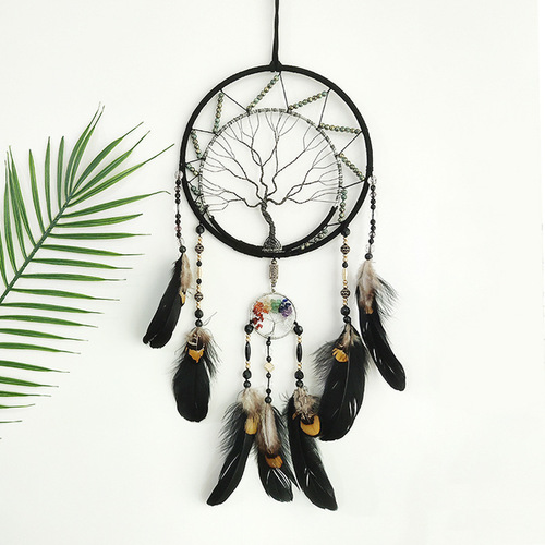 ins Life Tree Creative Dream Catcher Natural Crystal Pebble Home Feather Hanging Decorations Cross-border Exclusive Crafts