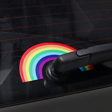 汽车贴纸后挡风玻璃雨刷器可爱彩虹反光贴纸个性装饰后窗雨刮器贴