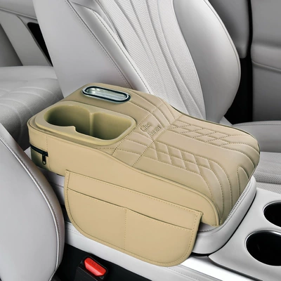 Box Pad Multifunctional Water Cup: Armrest box pad - off-white