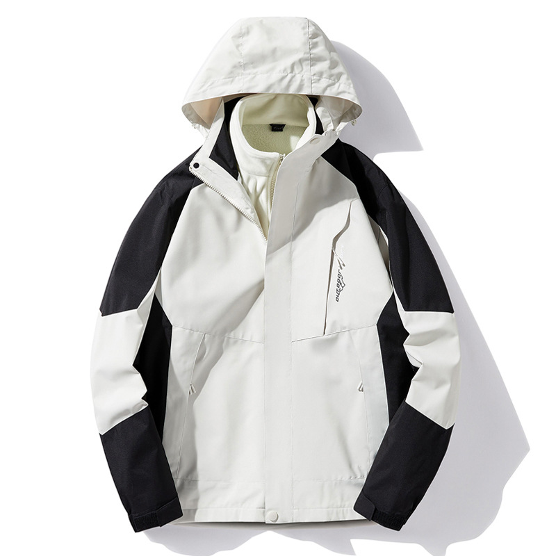 Chaqueta Impermeable de Exterior de Poliéster, Impermeable, Capucha desmontable, para Actividades al Aire Libre