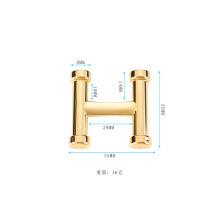 昊晟2022新款箱包五金配件H扣 锌合金浅金色工字扣批发装饰扣现货