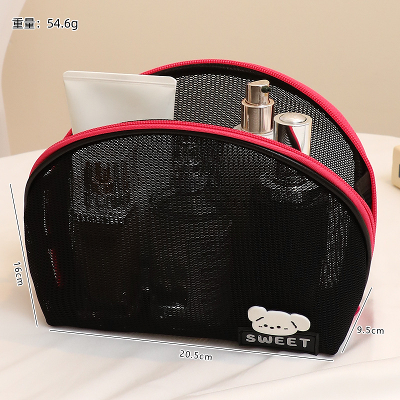 Bolso cosmético negro-semicircular