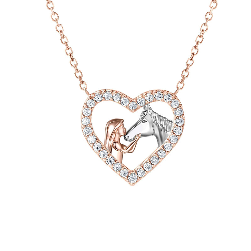 1 Piece Fashion Heart Shape Alloy Plating Rhinestones Womenu0027S Pendant Necklace