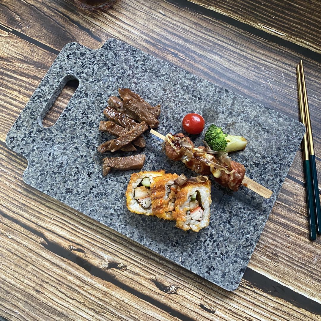 INS lujo luz oro gris bandeja de mármol natural con mango decoraciones fruta Hotel placa sushi japonés