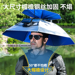 Solar Fan Umbrella Hat, Head-Mounted Umbrella, Sun Protection Adult Umbrella Hat, Head-Mounted Fishing Umbrella, Tea-Picking Umbrella, Sun Hat