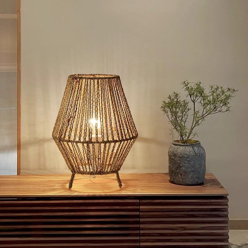 Transfronteriza personalizada de vidano lámpara de viento candelabro tejido a mano sombra de lámpara de piso decoración de patio exterior atmósfera linterna decoración