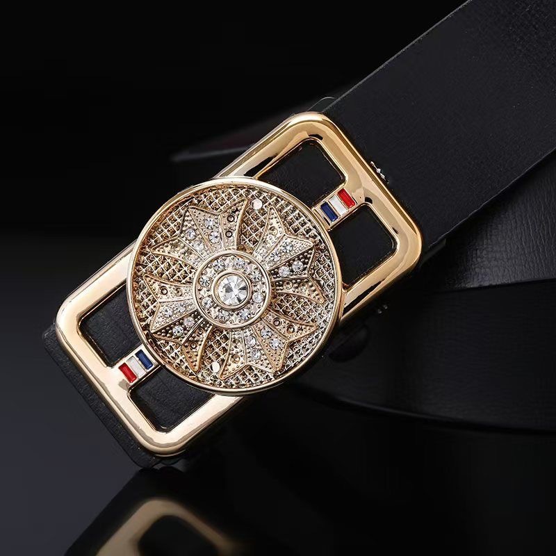 Cinturón Paul para hombres jóvenes y de mediana edad sin dientes, hebilla automática, cinturón interior, cinturón de PU anti-cuero general, por lotes