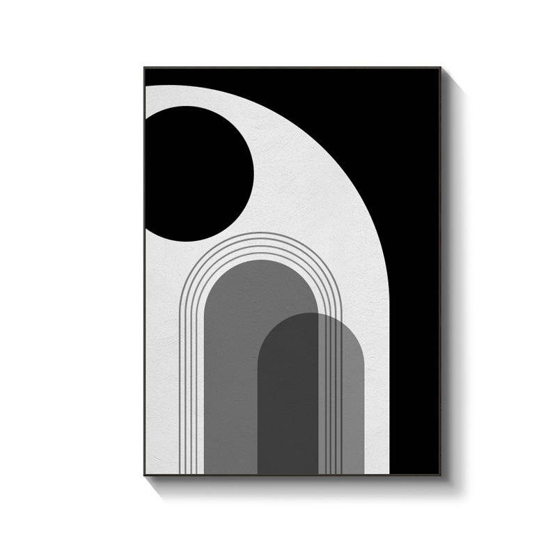 黑白简约客厅喷绘装饰画沙发背景墙玄关挂画壁画油画布|undefined