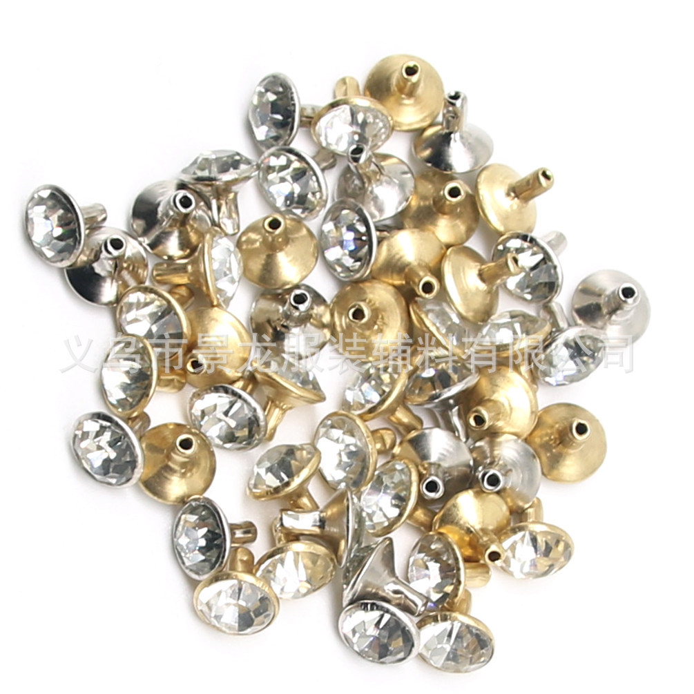 铜质A钻管钻铆钉镶玻璃钻水钻撞钉DIY皮革箱包服饰饰品子母帽钉扣