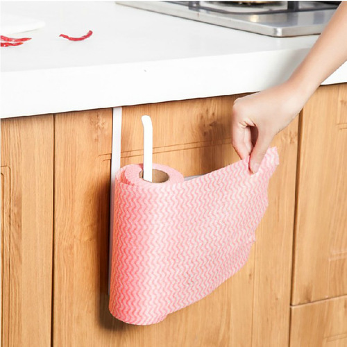 Kitchen paper towel holder without punching, cabinet roll paper rack, dishcloth holder, plastic wrap rag storage rack