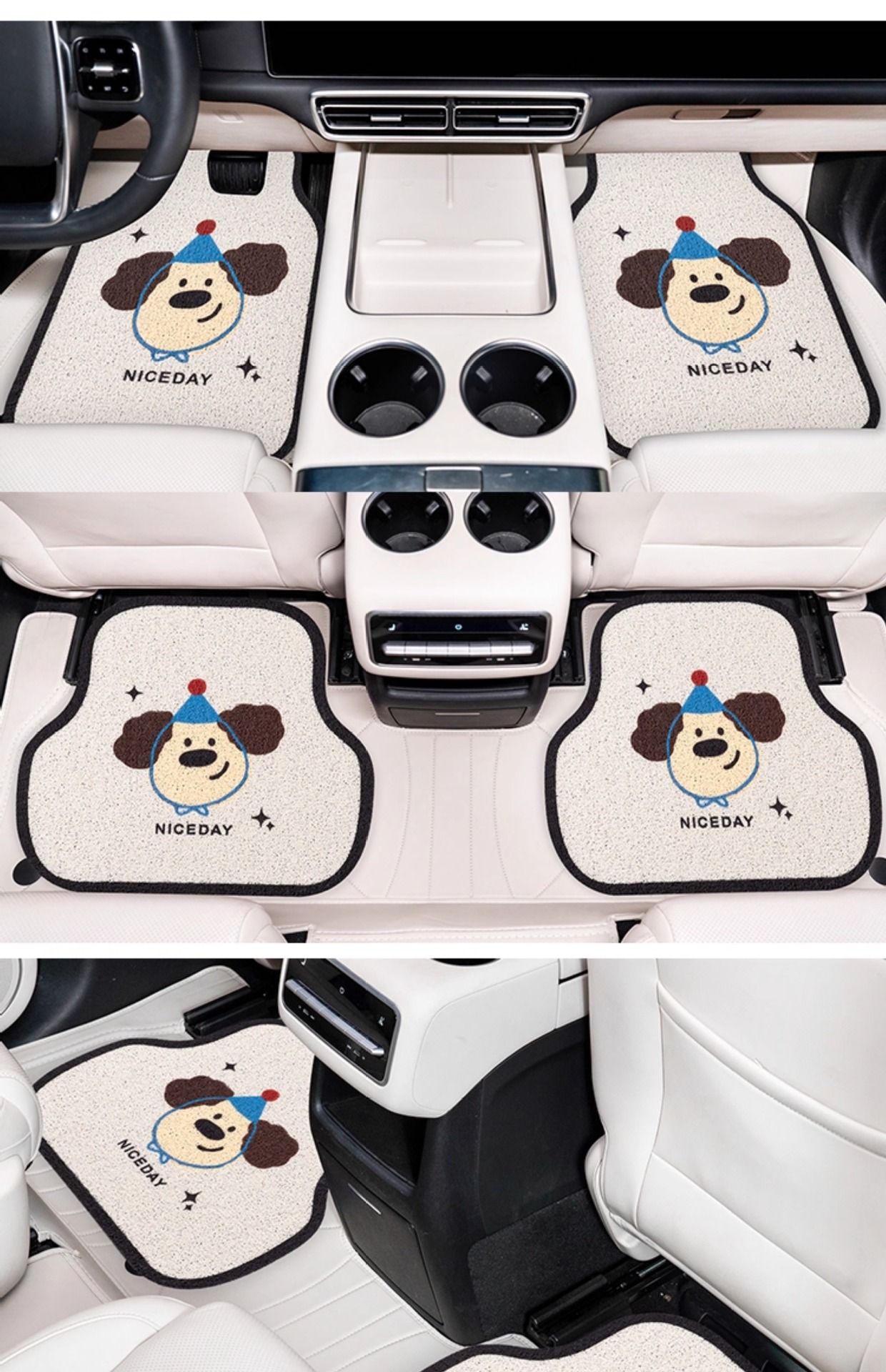Car Floor Mats, Cute Cartoon Floor Mats, Stain-Resistant, Easy to Clean, Non-Slip, Universal Car Decoration Supplies