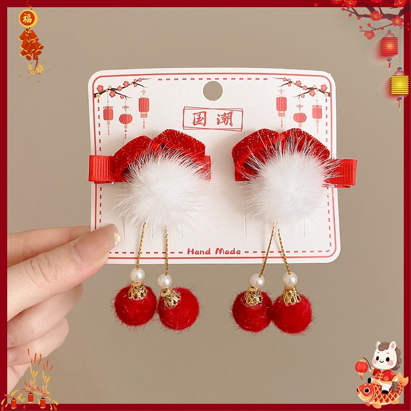 Horquilla Infantil con Borlas Chinas Hecha a Mano para Año Nuevo y Hanfu
