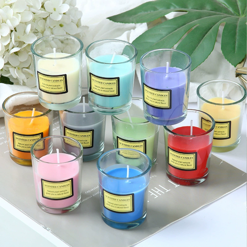 Gift box, aromatherapy, glass perfumed candle indoor