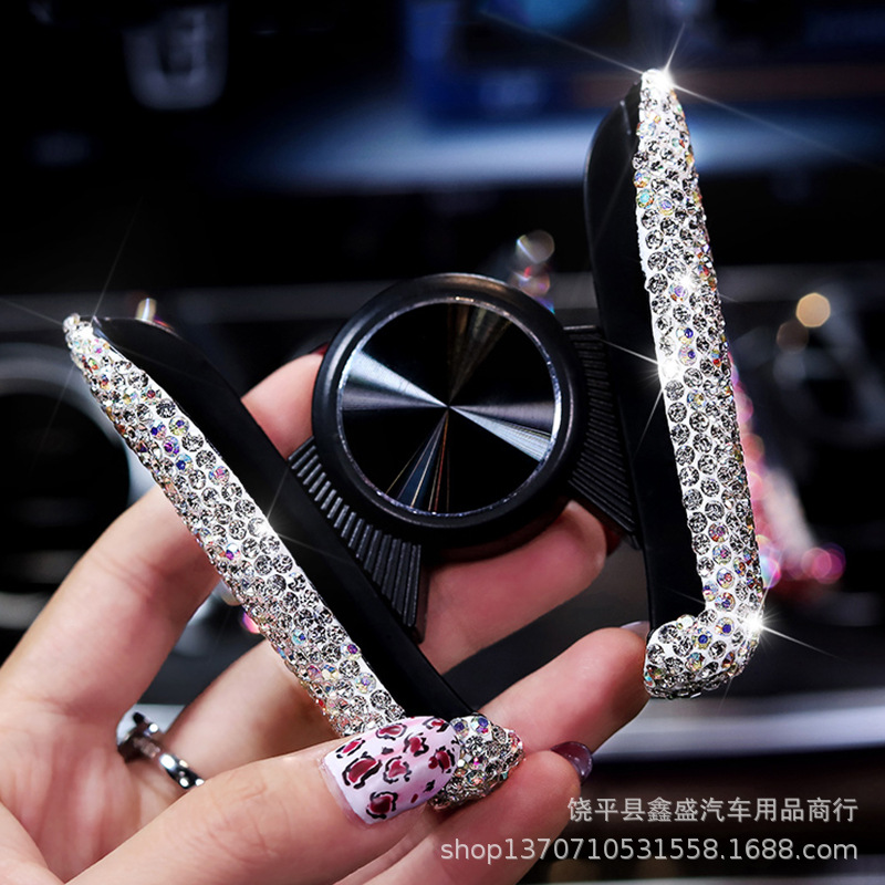 Soporte del coche del teléfono móvil Marco de navegación del coche incrustado en el diamante Salida de aire Marco de soporte a presión Ventosa Soporte para teléfono del coche Hembra