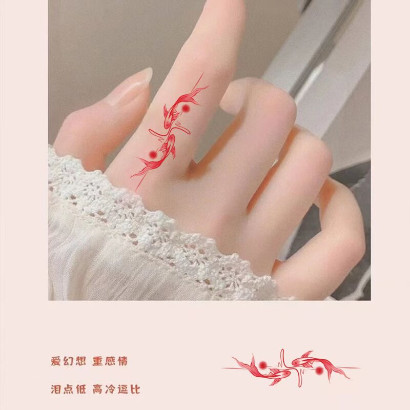 in stock Wholesale Pisces Sunset Tattoo Stickers Ins Style Fingertip Personalized Color Double Koi Temporary Tattoo Sticker