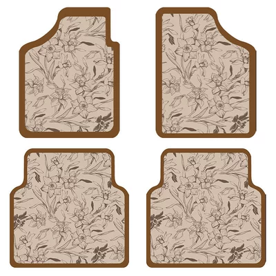 Universal Foot Pad, Four-Piece Set, Car Suv Floor Mats - french-flower-main-driver-co-pilot-two-piece-set
