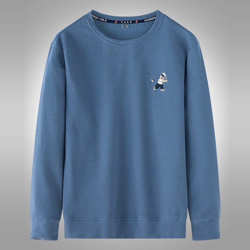 Round Neck Sweatshirt for Men, Spring and Autumn Style, Men's Embroidered Trendy Knit Top, Youth Sports Long-Sleeve T-Shirt 13771 Trendy Brand