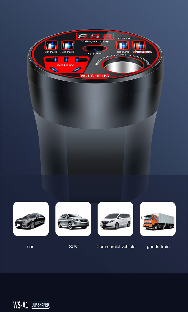 Car Inverter 12V24V to 220V Power Converter Multi-Function Car Socket Charger Mobile Phone Fast Charging